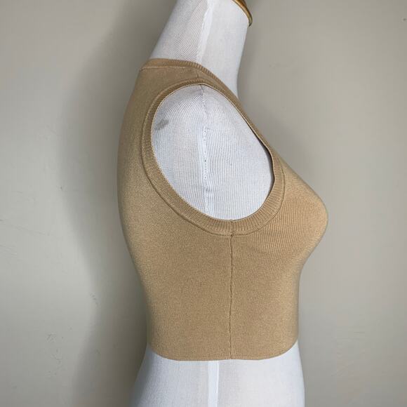 Zara Tan Sweater Vest Crop Top Shell Sz Small - Picture 4 of 8